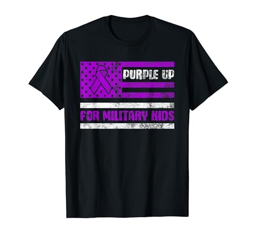 Purple Up For Military Kids USA Flag Military Child Month Camiseta
