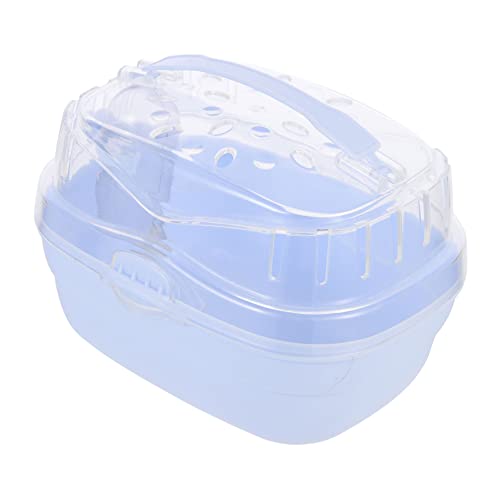Ipetboom Hamster Portable Box Small Blue Hamster Carrier Plastic Breathable Easy Cleaning