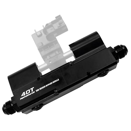 40T-Performance E85 Flex Fuel Sensor Mount/Bracket Bypass Module - Robust Mount for Full Flow from Your E85 Flex Fuel Sensor to Fuel Rails - Solid 6061 Billet - 6AN and 8AN Fittings Included