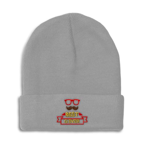 Beanies for Men Best Gever Grandpa Grandfather Skull Cap Winter Hats Acrylic One Size Light Grey Design Only