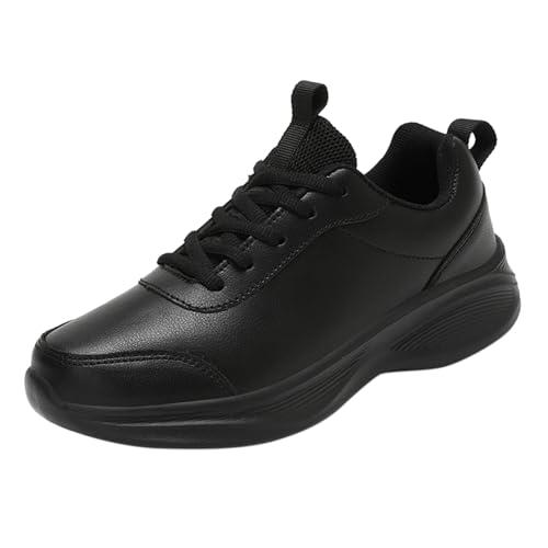 Zapatillas de deporte para hombre, color negro, para invierno, de piel, impermeables, antideslizantes, para caminar, con plataforma, para el tiempo libre, ligeras, deportivas, para correr, Negro , 39