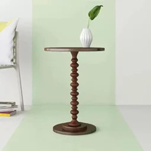 Image of VASIL MART Wooden Round Bed Side Table End Table, Side Table, Night Stand Beah Table for Living Room Bedroom (Walnut b)