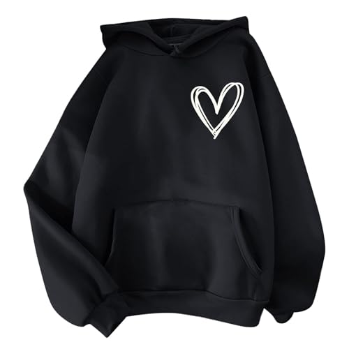 Felpa da Donna con Cappuccio Oversize Pullover Stampa d'Amore Pullover Manica Lunga Hoodie Basic Casual Sweatshirt Outwear Tops Maglione Donna Caldo Ragazza per Sportiva Casual in Stile College