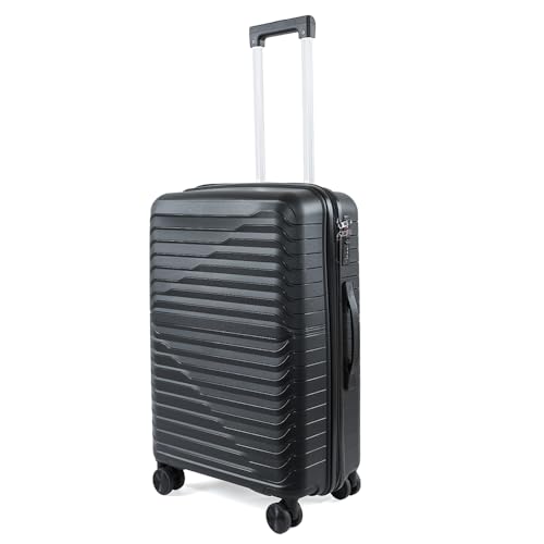 Image of 3G VACANZA Trolley Bags Hard Case Polypropylene, 4 Spinner Wheels, 360 Degree Wheeling Carry on Luggage, Travel Bag, Suitcase for Travel, Trolley Bags for Travel 24 in Black