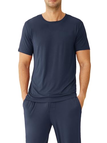 Latuza Men's Viscose Crew Neck Short Sleeves Pajama Sleep Shirt