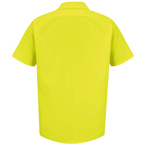 Image of Red Kap Men's Enhanced Visibility Work Shirt, Fluorescent Yellow /Green, 2X-Large Long