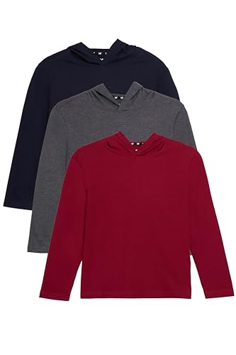 X RAY Boys (6-12) 3-Pack Tagless Classic Fit Cotton Hoodies, Kids Long Sleeve Lightweight Pullover Soft Sweatshirts