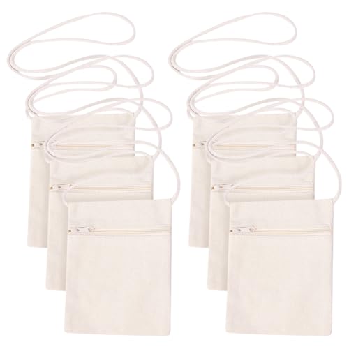 Gshllo 6 Pcs 17 X 13cm Blank Canvas Cross Body Bags Children's Zipper Shoulde...