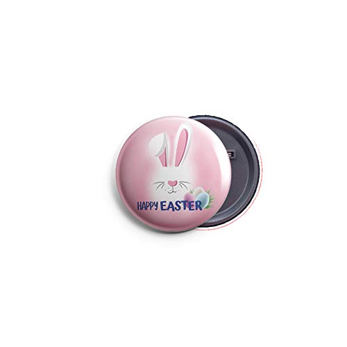 AVI 58mm Regular Size Pin- up Badge Pink Happy Easter Bunny Quote Metal R8002353