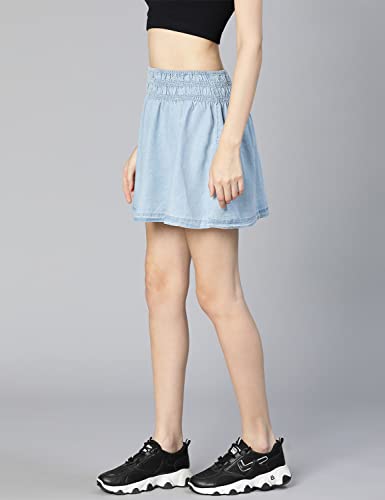 Image of oxolloxo Women Regular Fit Cotton Solid Casual Skirt