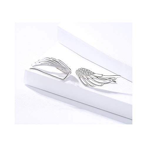 Izpack Angel Wings Cz Ear Climber Earrings S295 Sterling Silver Cuff Crawler Hook Studs For Women Girls #TOP2
