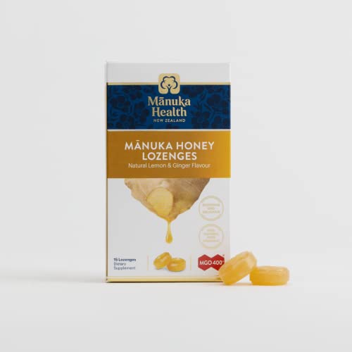 Image of Manuka Health Manuka Honey Lozenges - 15 Lemon and Ginger Flavored Lozenges - Natural Throat Lozenges Infused with Raw Manuka Honey and Vitamin C for Immune Support