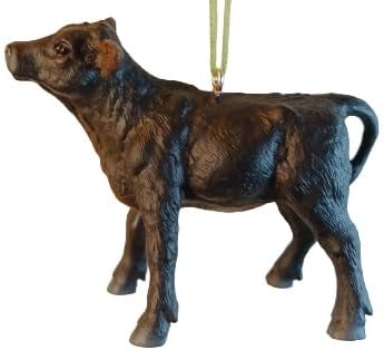 OnHoliday Ornamento para árbol de Navidad colgante de ternero de vaca Angus negro