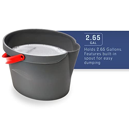 Fayina Bucket & Wringer Microfiber Cleaning System - Stainless Steel Handle Extendable Up To 56 Inches, Washable & Reusable Microfiber Mop Head (2 Count) And Storage Organizer Peg (1 Count) #TOP2