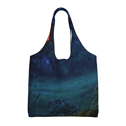 Sac en toile de paysage de nuit Debou cabas réutilisable esthétique noir