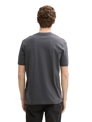 Tom Tailor Herren 1037803 T-Shirt mit Print, 10307 - Dark Shadow, S – Ansicht 3