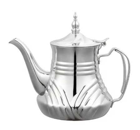 Tetera marroquí/árabe de acero inoxidable con diseño elegante. Con filtro integrado. Diseño lujoso y para larga durabilidad. Selecciona el tamaño adecuado para tí y/o para tu familia. (0.8 L)