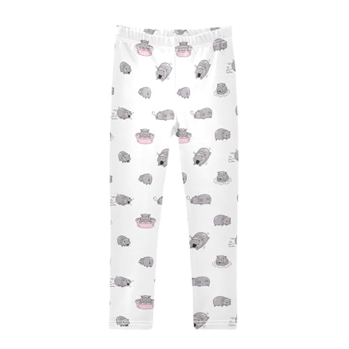 ZZKKO Girls Leggings Baby Hippo Toddler Girls Clothes Leggings for Girls Toddler Girls Leggings 3-4T