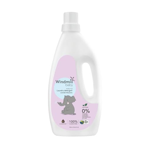 Windmill baby Natural Plant Based Laundry Detergent Liquid, USDA Certified, Allergen Free, Gentle with Bio-Enzymes, Lavender Blossoms - 900ml