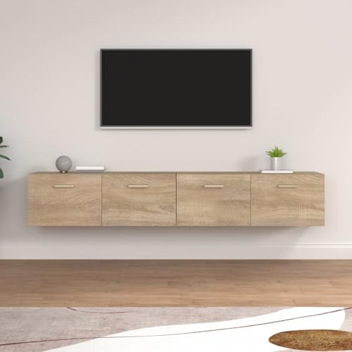 Gecheer Armarios de Pared 2 uds,Armarios Flotante Estantería de Pared con Cajón,Baldas Flotantes,Mueble Suspendido,Armario Colgante,Mueble de TV,Contrachapada Roble Sonoma 100x36,5x35 cm 1#