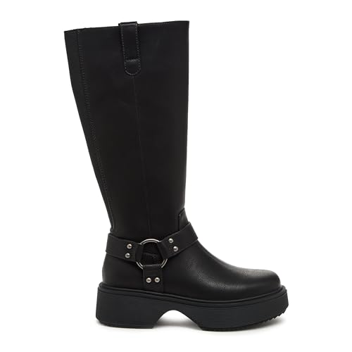 Rocket Dog Bottes de moto Becca chaussures biker mi-hautes noires