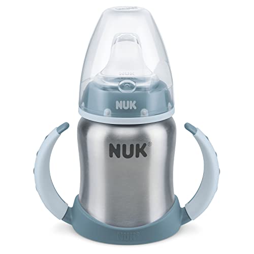 NUK Learner Cup Trinklernbecher | 125 ml | 6-18 Monate | auslaufsicher | hochwertiger Edelstahl | langlebig und hygienisch | Blau