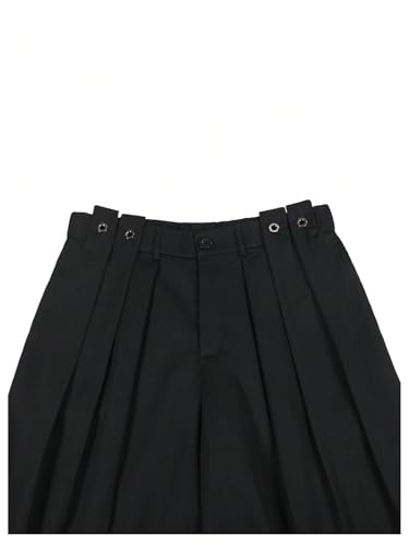 GORGLITTER Men's Pleated Wide Leg Pants Straight High Waisted Work Pants Trousers with Pocket4