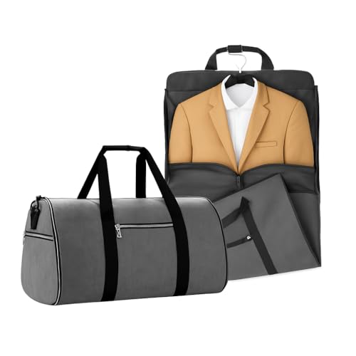 Convertible Garment Bag for Travel – 2 in 1 Carry On Duffel Suit Bag with Shoulder Strap – Hanging Weekender Suitcase for Men & Women, Ideal for Business & Overnight Trips
