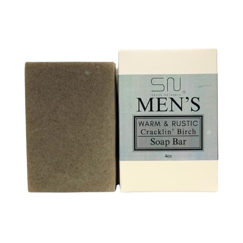 Seoul Naturals Men's Warm & Rustic Cracklin' Birch Soap Bar, k beauty, 4 oz