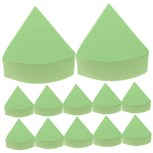 CALLARON 12Piezas Esponjas De Maquillaje De Fan Para Aplicar Base y Polvo Facial y Flexibles Color Matcha
