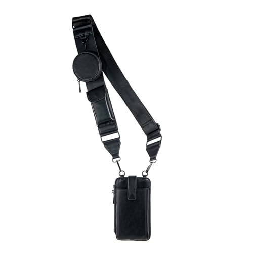 Black Crossbody Phone Bag with Adjustable Strap and Coin Pouch – Stylish PU Leather Shoulder Purse for Everyday Use