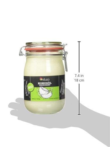 mituso Bio Kokosöl desodoriert 1 Liter | Geschmacksneutral - Ideal zum Braten, Backen, Frittieren | vegan, ohne Zusätze - Vielseitig für Haut & Haar | im Drahtbügelglas