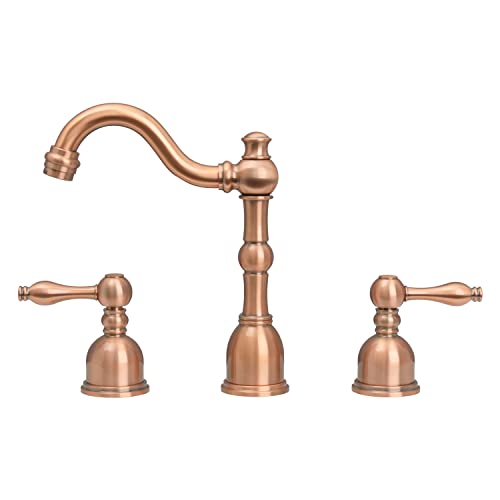 Copper Three-Hole 8 inch Two-Handle Commercial Widespread Bathroom Sink Faucet Lavatory - Five Years Warranty - Akicon