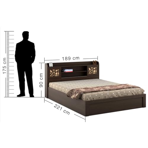 Image of Spacewood Mayflower King Bed | King Size (78 X 72) Engineered Wood Bed with Box Storage| 3 Year Warranty | Modern Design | Vermount