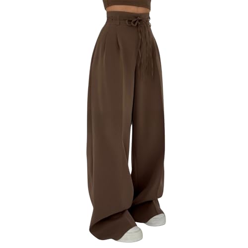 Womens Palazzo Pants Wide Leg High Waist Flowy Casual Loose Comfy Work Dress Pants Baggy Trousers with Pockets