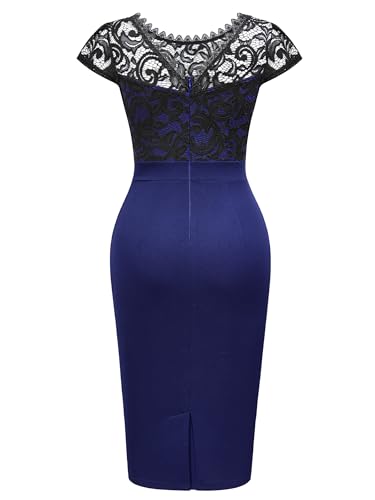 Image of Miusol Women's Vintage Floral Lace Cap Sleeve Ruffle Style Cocktail Party Dress