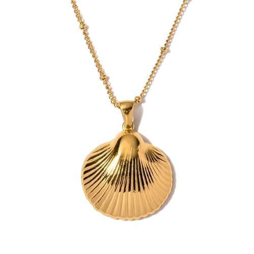 Collier coquillage escargot acier inoxydable doré bijou tendance