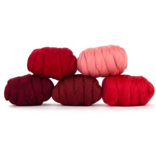 Image of Revolution Fibers | Mixed Merino Wool Variety Pack - Wondrous Reds | Perfect Wool Roving for Spinning, Rolags, Needle Felting, Wet Felting, Tapestry, Weaving and Crafting