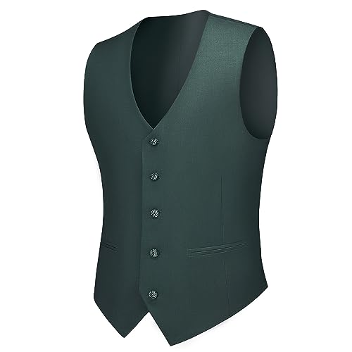 Image of Cooper & Nelson Men's Suit Slim Fit, 3 Piece Suits for Men, One Button Solid Jacket Vest Pants with Tie, Tuxedo Set