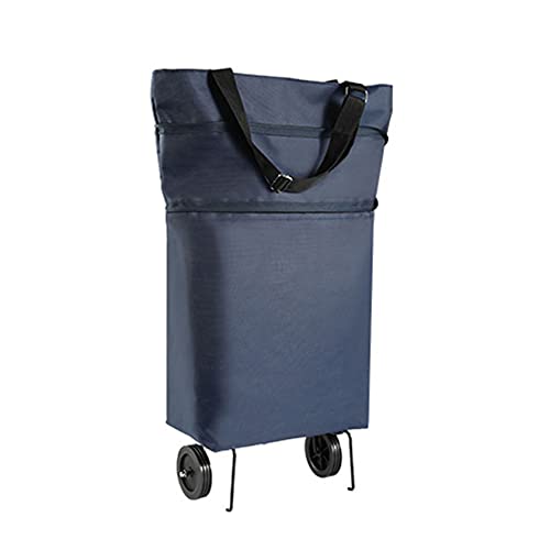 YBYWL Zusammenklappbare Trolley-Tasche,Einkaufstrolley mit 2 Rollen für den Supermarkt multifunktional 2 in 1 Klappbar…