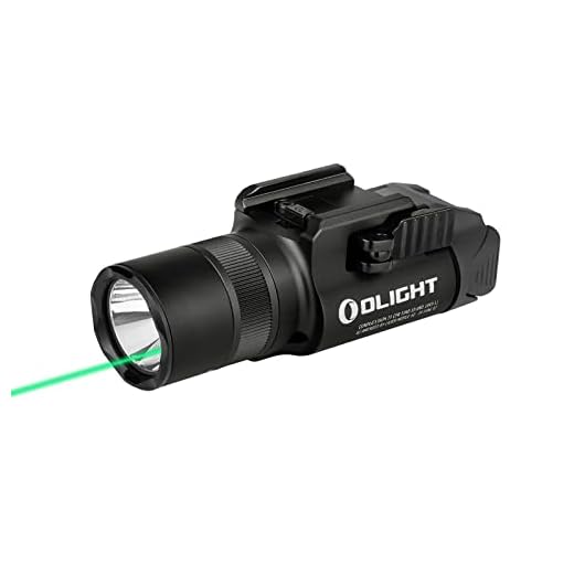 OLIGHT Baldr Pro R Lampe de poche tactique rechargeable 1350 lumens, lampe de poche magnétique USB avec faisceau vert et LED blanche, lampe de poche ultra lumineuse montée sur rail compatible avec