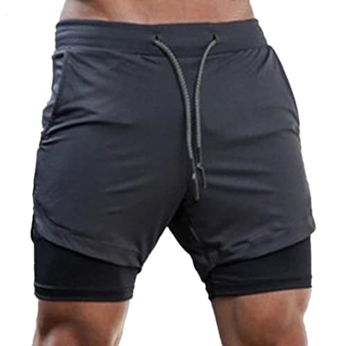 Dress Cici Gym Shorts for Men, Men's Activewear Running Shorts,Drawstring Gym Shorts Men, 2 Layer Loose Athletic Shorts with 4 Pockets
