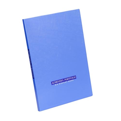 Image of Worldone Achiever Portfolio Display Book Folder for Documents with 20 Bound Fixed Top Loading Plastic Sleeves, Made in 1mm Virgin PP, for Offices, Size B4, Blue, Set of 1