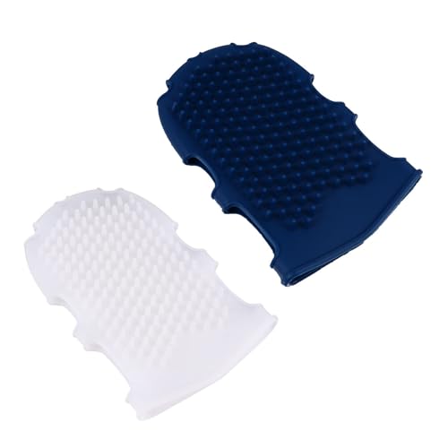 SHERCHPRY Guantes de Masaje de Silicona para Baño 2 Piezas, Cepillo de Baño Suave y Elástico, Colores Semitransparente y Azul Oscuro, Masaje Corporal para Mejorar Circulación y Aliviar