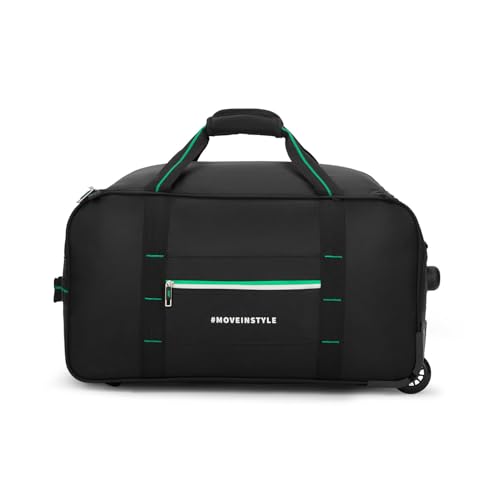 Image of Skybags Muse 46 Liters Polyester 58 cm Medium Size | Stylish Duffel Trolley Bag with Two Wheels, Two Stage Push Button | Premium Zipper, Travel Bag| 3-Year International Warranty - Unisex (Black)