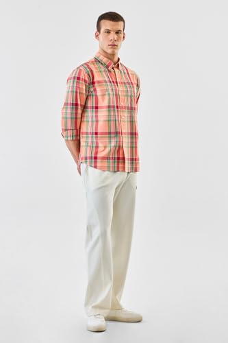 Image of SNITCH Men Casual Shirt | Regular Fit Full Sleeve Button-Down Collar Plaid Design | 100% Cotton & Breathable Fabric for Everyday Wear & Outings