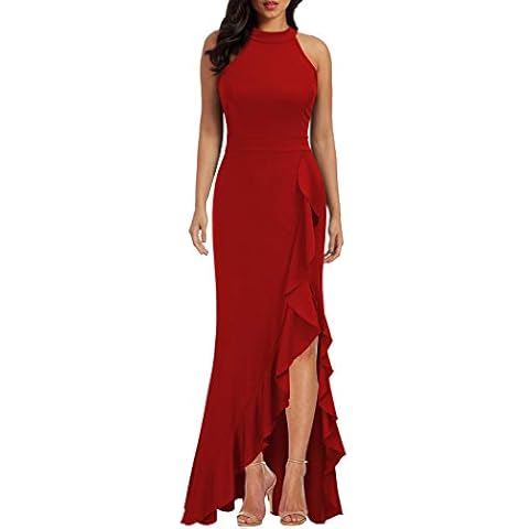 WOOSEA High Neck Split Mermaid Dress Cover