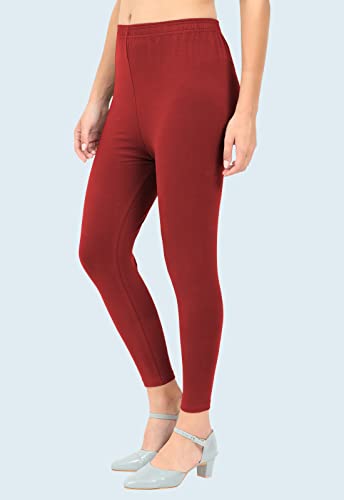 Image of POPOLO Women's Super Soft Ankle Length Cotton Lycra Solid Stretchable Legging