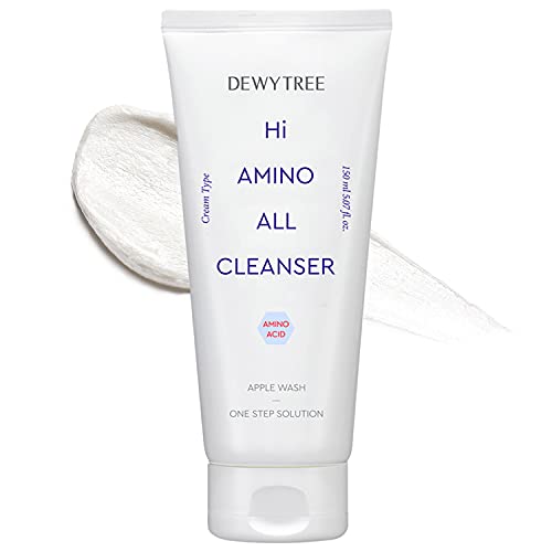 Hypoallergenic Mild Foaming Face Wash for Sensitive Skin, Infused with Amino Acids and Lotus Extracts, Moisturizing Facial Cleanser to Improve Skin Texture - DEWYTREE Hi Amino All Cleanser 150ml