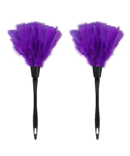 Image of Turkey Feather Dusters for Cleaning Home Blinds Kitchen car Office, Eco-Friendly Reusable (2 pcs Purple)